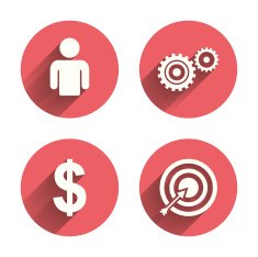 Business signs Human and aim targer with arrow