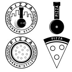 urban style pizza vector labels and elements set N2