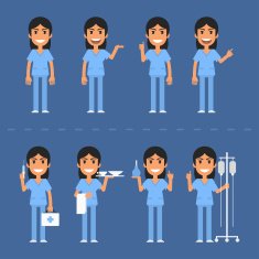 Nurse characters in various poses
