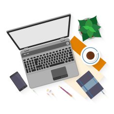 Flat design mockup per office workspace N3