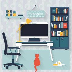 Flat interior vector design Workspace