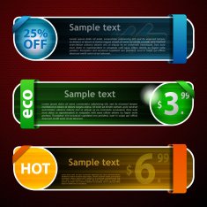 Three Abstract Header Designs - Multicolored Banner Set N2