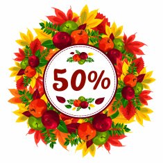 Autumn discount banner 50 percent off Season discounts