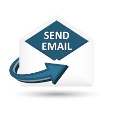 Send email icon vector concept Open envelope with blue arrow