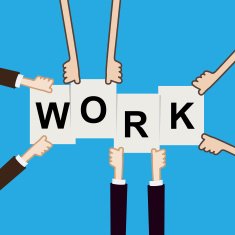 Hand showing work text teamwork concept vectori illustration 002