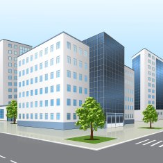 office building with an entrance and reflection N2