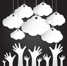 Abstract speech bubbles in social network