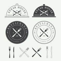 Set of vintage restaurant logo badge and emblem N2