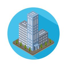 Flat isometric city real estate icon Vector illustration