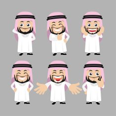 Set of Arab characters in different poses N3