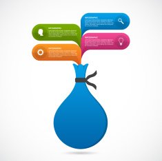 Business infographics template in the form of bag money N2