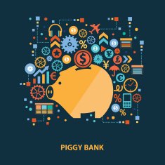 Piggy bank concept design on dark background clean vector