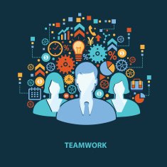 Teamwork concept design on dark background clean vector