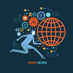 Hard work concept design on dark background clean vector