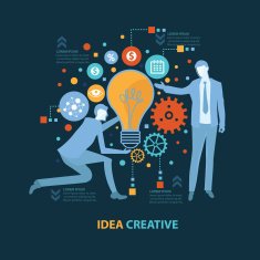 Idea creative concept design on dark background clean vector