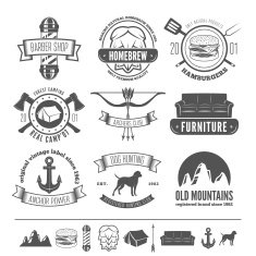Retro Vintage Insignias set vector design elements business signs identity N12