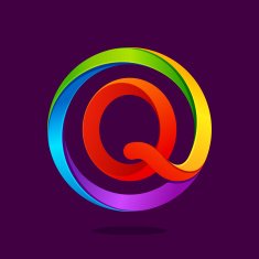 Q letter colorful in the circle free image download