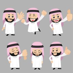 Set of Arab characters in different poses N7