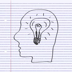 Simple doodle of a head with light