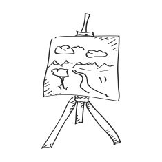 Simple doodle of an artist easel N3