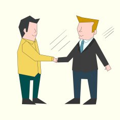 Handshake businessmen color illustration