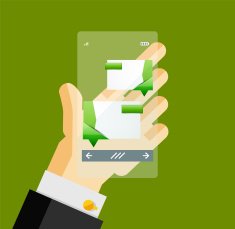 Businessman hands on mobile phone with web dialog box N2
