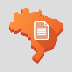 Orange Brazil map with a document