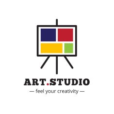 Vector minimalistic art studio logo Easel logotype