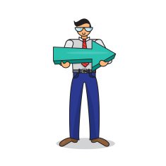 Employee with big arrow in hands N7