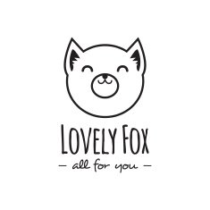 Vector funny cartoon fox head logo Line style logotype