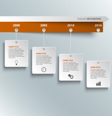 Time line info graphic with hanging white labels template