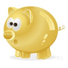 Piggy bank money box golden