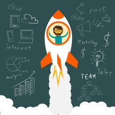 Start up business company on the black board vector illustrati