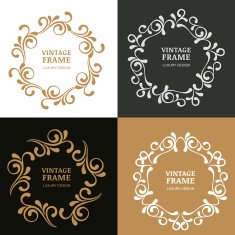Set of vector vintage flourish frames Ornamental background