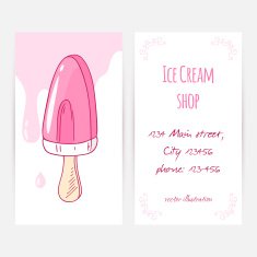 Business card template with hand drawn fruity ice cream
