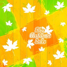 Big Autumn Sale Autumnal Maple Leaf on a wooden background