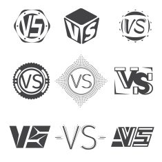 Versus letters logos Competition icons vector set