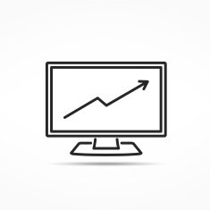 Computer with Graph Line Icon free image download