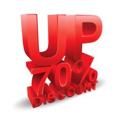 70 percent discount on white background