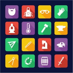 Blacksmith Icons Flat Design