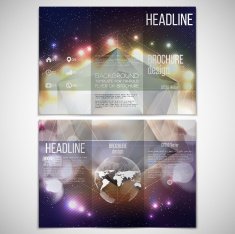 Vector set of tri-fold brochure design template on both N5