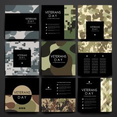 Set of brochure poster design templates in veterans day style N2