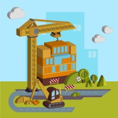 Construction of Building Vector Illustration in Flat Style