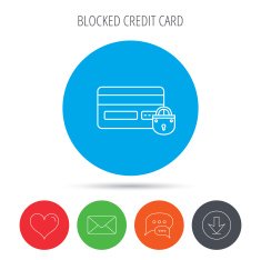 Blocked credit card icon Shopping sign