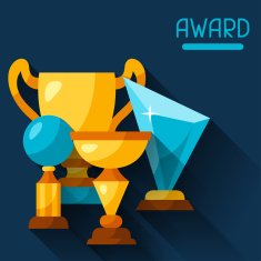 Sport or business background with award and trophy N4