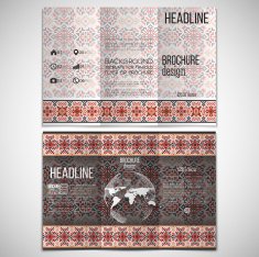 Vector set of tri-fold brochure design template on both N6