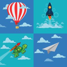 start up launch vector illustration set