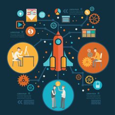 Start up concept design on dark background clean vector