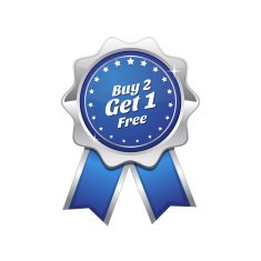 Buy 2 get 1 free Blue Vector Icon