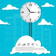 Ladder Clouds clock vector illustration